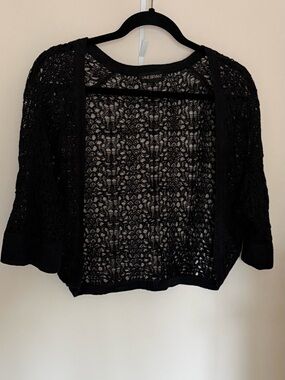 Lane Bryant Black Openwork Crochet Cardigan